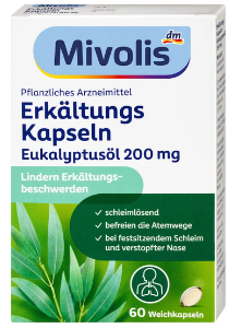 Капсули Mivolis Erkaltungskapseln з евкаліптом 60 шт., Німеччина