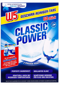 Таблетки для посудомийних машин W5 Classic Power 60шт, Німеччина