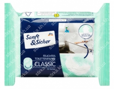 Влажная туалетная бумага Sanft and Sicher Deluxe Kamille 50 шт., Германия