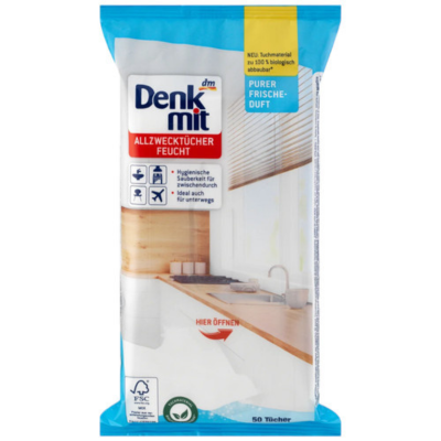 Вологі серветки для прибирання Denkmit Pure Frische 50 шт, Німеччина